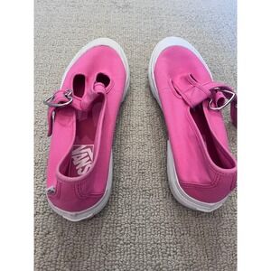 Vans Mary Jane‎ Shoes Heart Buckle Pink Canvas Sneakers Women's Size 9